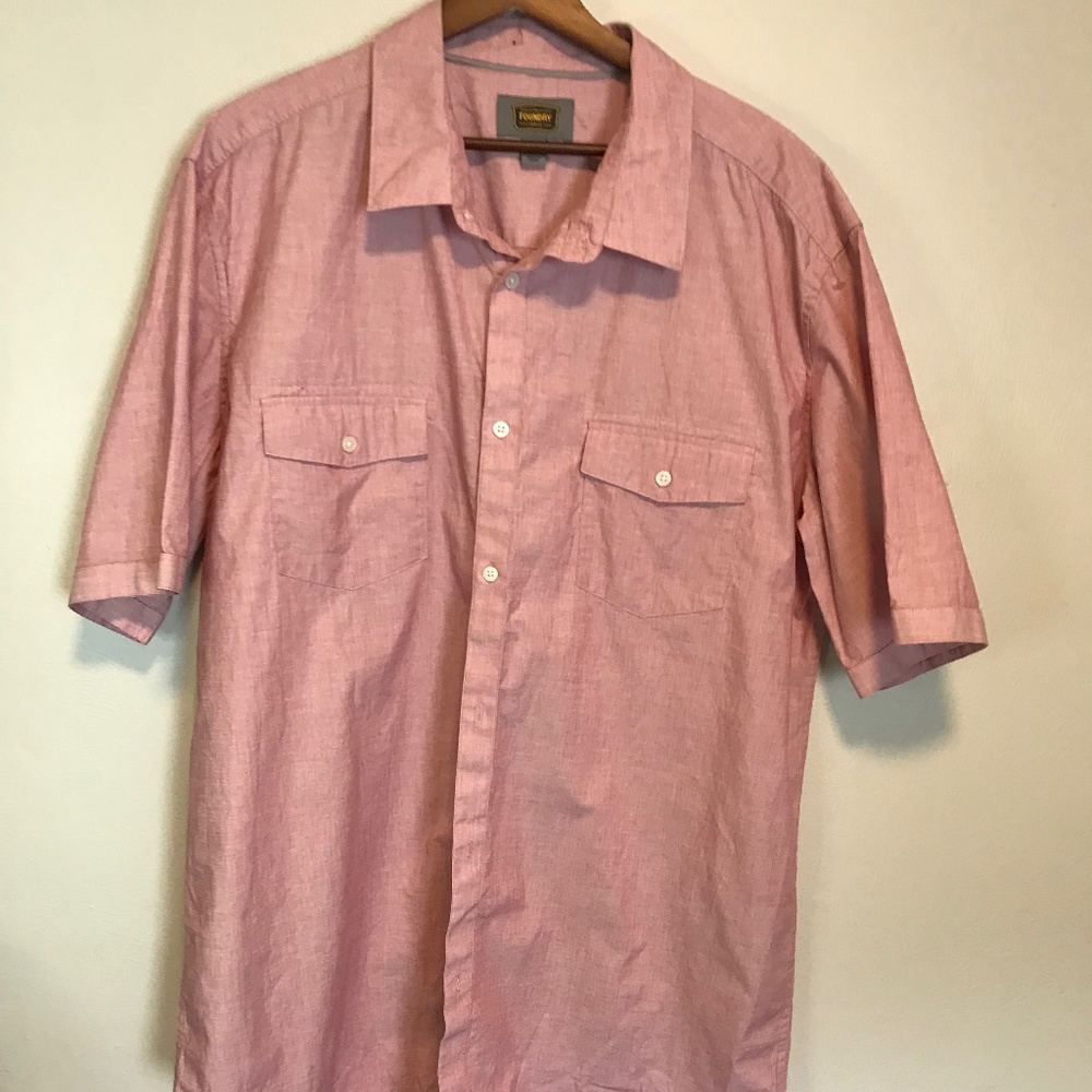 Foundry Mens short-sleeve button-down Pink, XLT Casual/Polished look.100% cotton